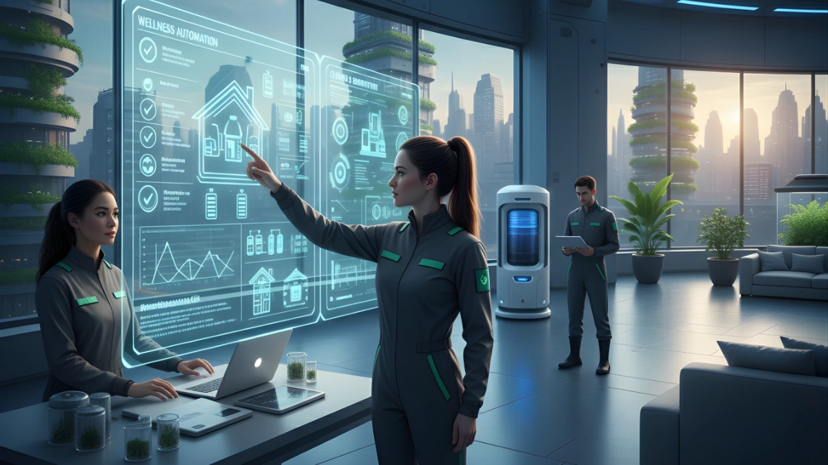 home optimization dashboard showing energy, lighting, and climate control