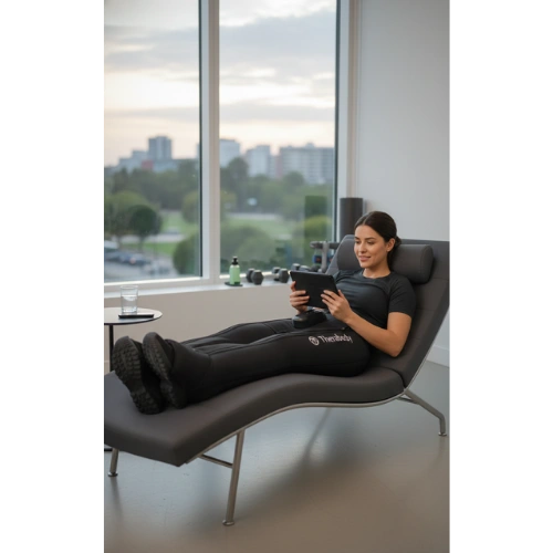 Therabody JetBoots Prime wireless compression boots — integrated pump, 4 chambers, 100 mmHg